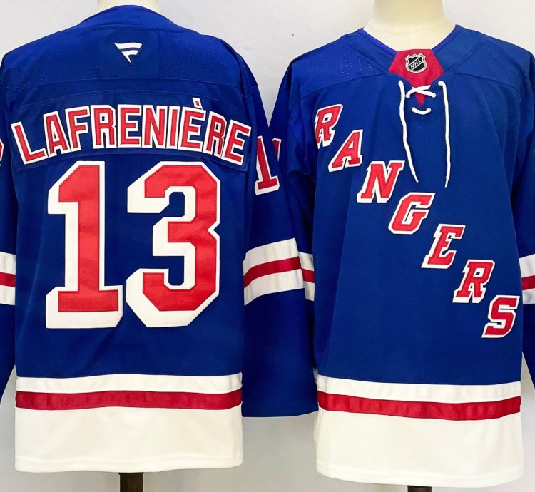 Mens Alexis Lafrenière Jersey 13 New York Rangers Blue Home Stitched