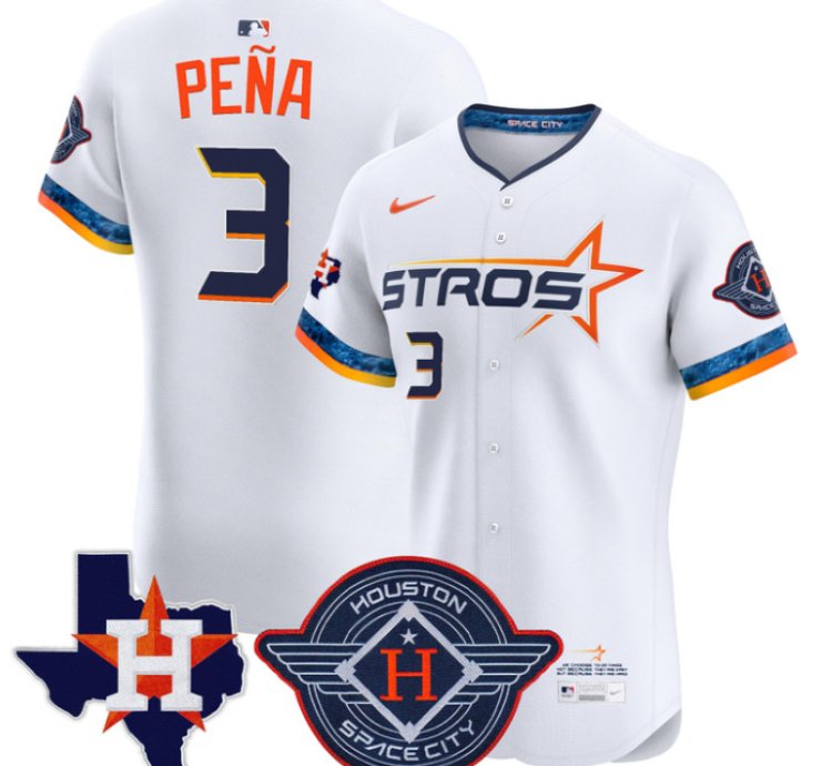 Jeremy Pena Jersey 3 Houston Astros 2025 City Connect Texas Patch Premier Elite Stitched White