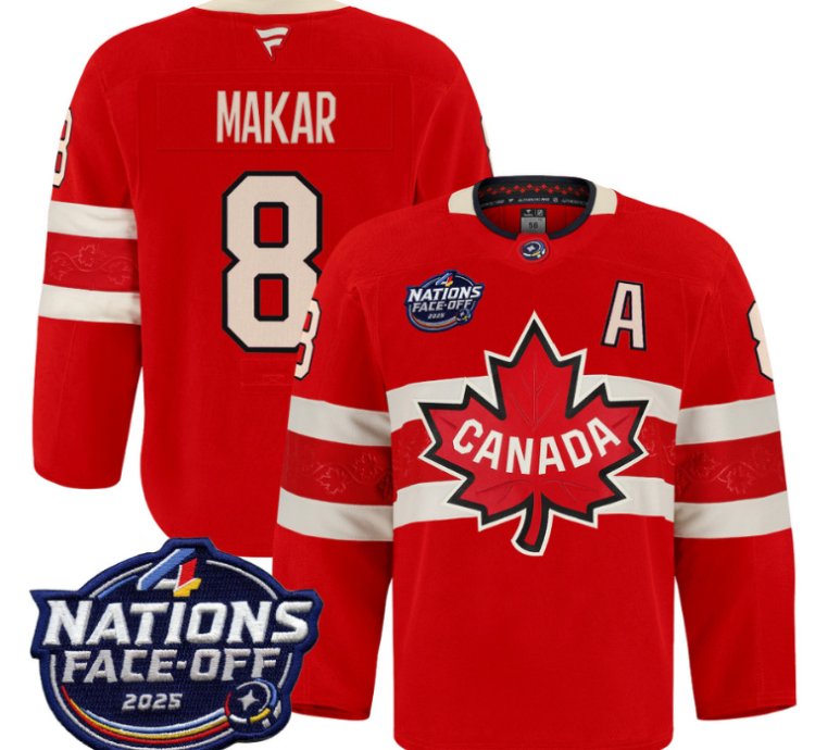 Men Cale Makar Jersey 8 Canada 4 Nations Face-off 2025 Pro Stitched Red