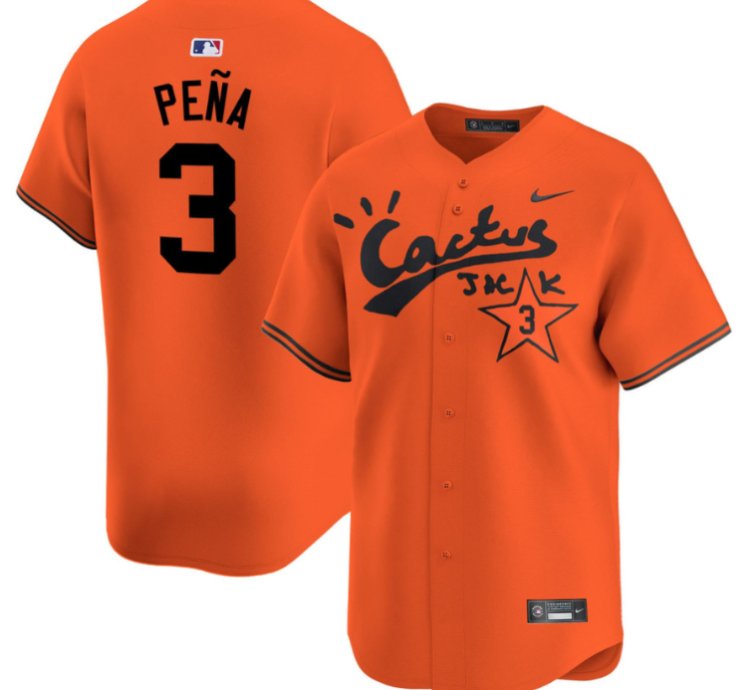 Jeremy Pena 3 Houston Astros Cactus Jack Men Jersey - Orange