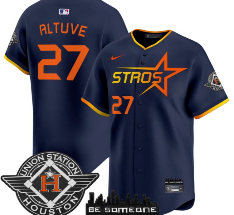 Jose Altuve Jersey 27 Houston Astros 2025 City Connect Navy All Stitched