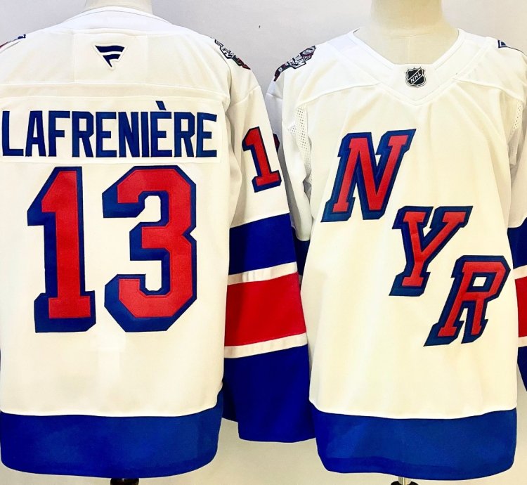 Mens Alexis Lafrenière Jersey 13 New York Rangers White Alternate Stitched