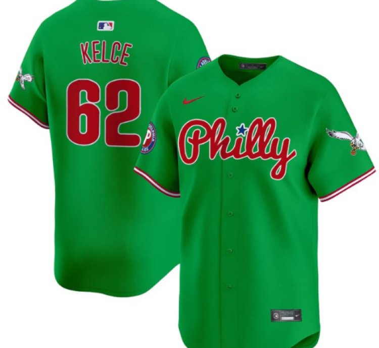 Jason Kelce Jersey 62 Phillies And Eagles Vapor Premier Limited Stitched Green