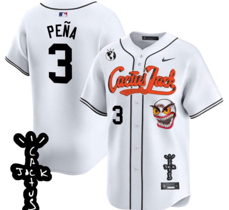 Jeremy Pena 3 Houston Astros Cactus Jack Patch V2 Men Jersey - White
