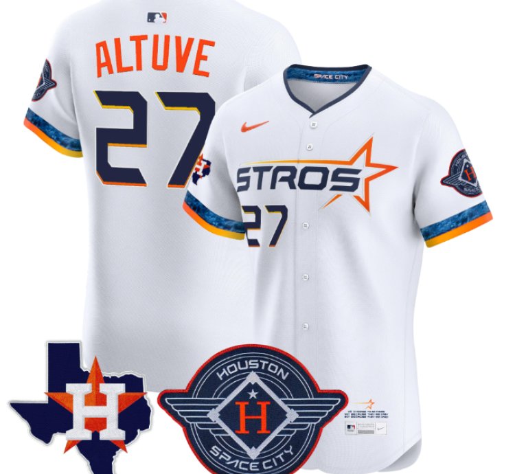 José Altuve Jersey 27 Houston Astros 2025 City Connect Texas Patch Premier Elite Stitched White