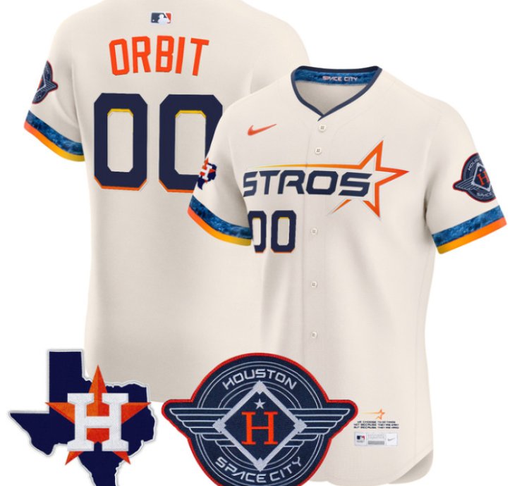 Orbit Jersey 00 Houston Astros 2025 City Connect Texas Patch Premier Elite Stitched Cream