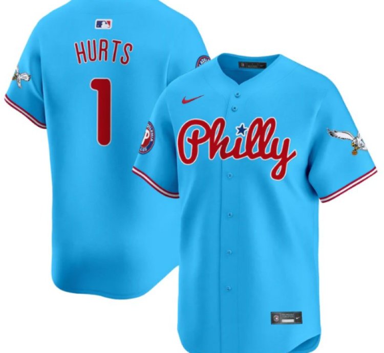 Jalen Hurts Jersey 1 Phillies And Eagles Vapor Premier Limited Stitched Light Blue