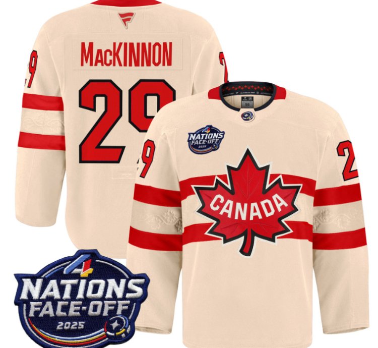 Men Nathan Mackinnon Jersey 29 Canada 4 Nations Face-off 2025 Pro Cream