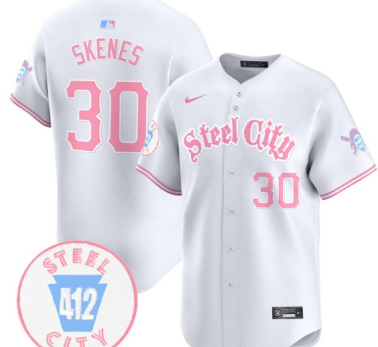 Paul Skenes Jersey 30 Pittsburgh Pirates Bubblegum Pink Vapor Premier Limited Stitched White