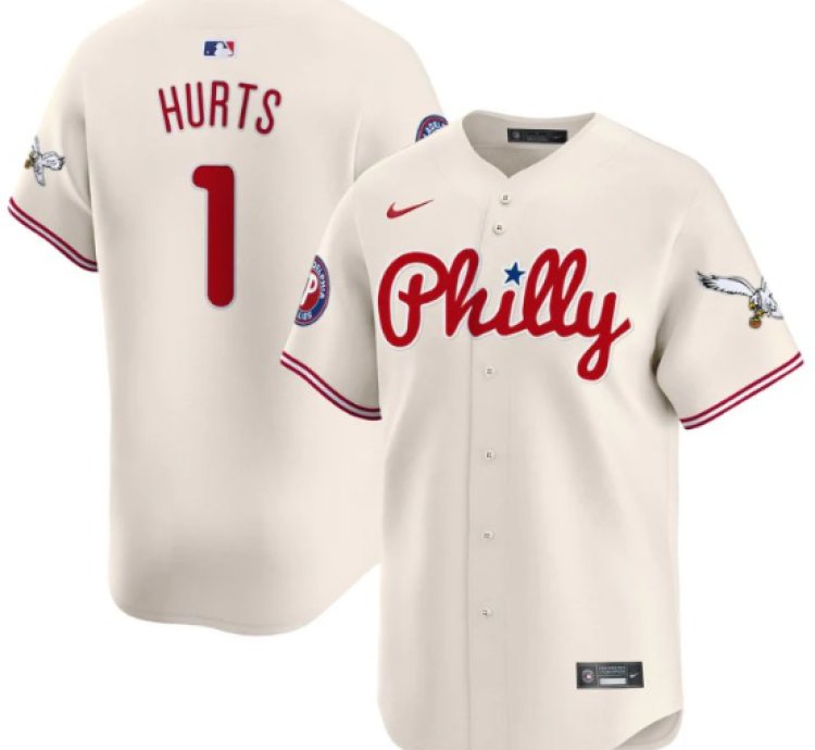 Jalen Hurts Jersey 1 Phillies And Eagles Vapor Premier Limited Stitched Cream