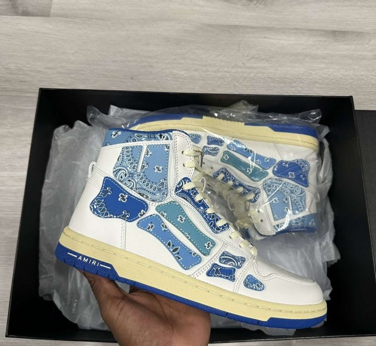 Amiri Skel Top Hi Blue Bandana Sneakers