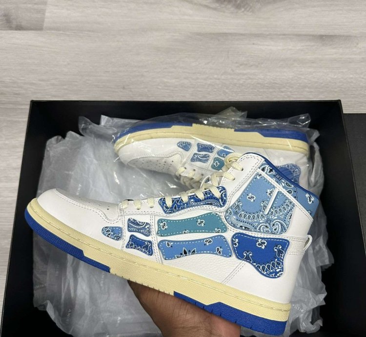 Amiri Skel Top Hi Blue Bandana Sneakers