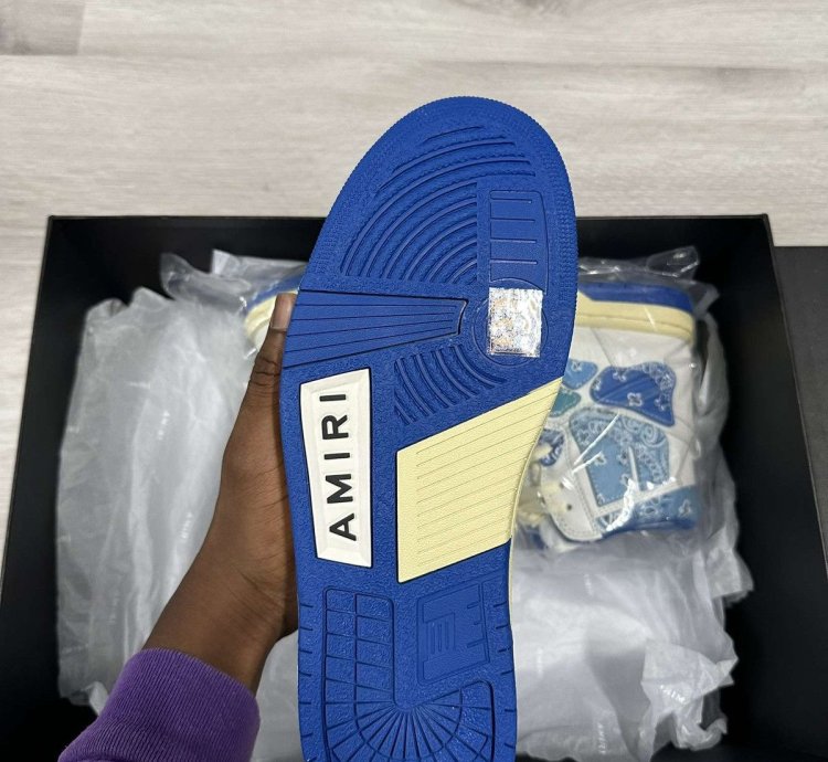 Amiri Skel Top Hi Blue Bandana Sneakers