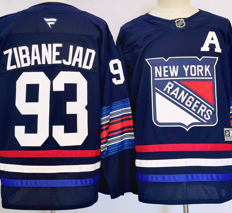 Mens Mika Zibanejad Jersey 93 New York Rangers Navy Alternate Stitched