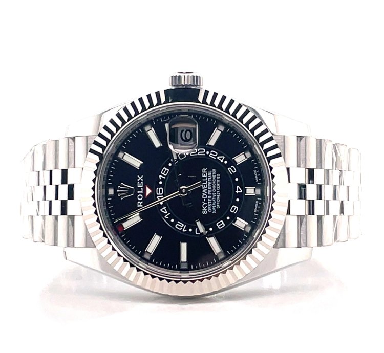 Rolex Sky-dweller 326934 Steel Black Dial Jubilee Perpetual Box Papers New