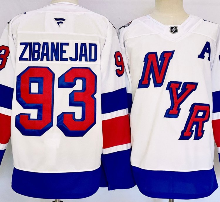 Mens Mika Zibanejad Jersey 93 New York Rangers White Alternate Stitched