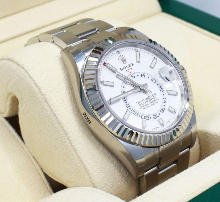 Rolex Sky-dweller 326934 Steel White Dial Oyster Perpetual Box Papers New