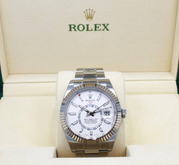 Rolex Sky-dweller 326934 Steel White Dial Oyster Perpetual Box Papers New