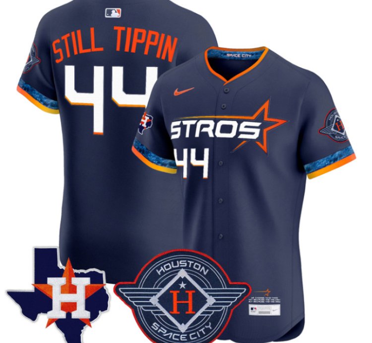 Still Tippin Jersey 44 Houston Astros 2025 City Connect Texas Patch Premier Elite Stitched Navy