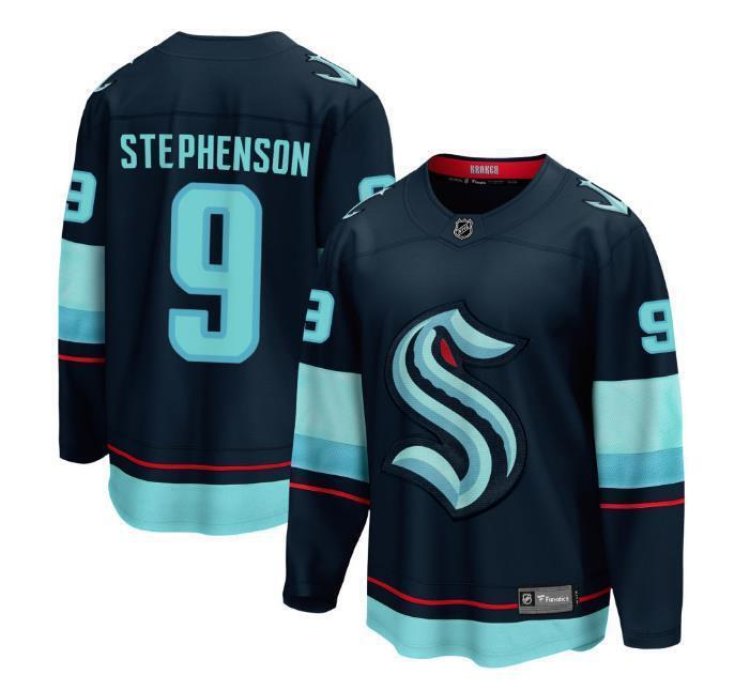 Mens Chandler Stephenson Jersey 9 Seattle Kraken Navy All Stitched
