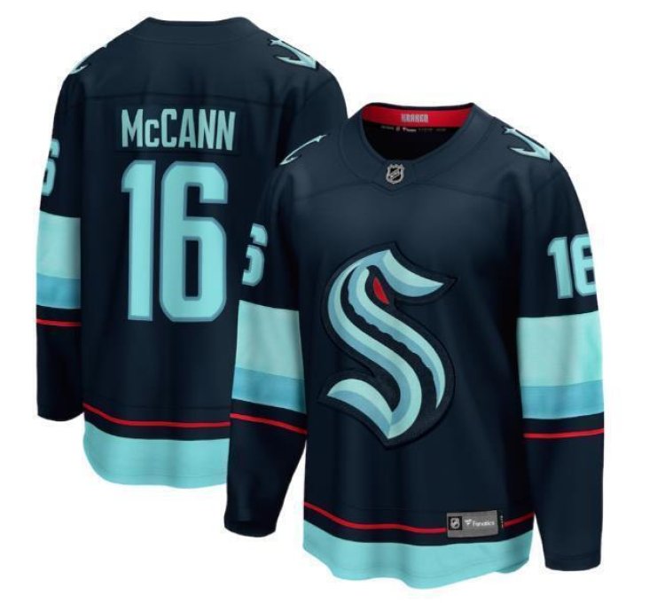 Mens Jared Mccann Jersey 16 Seattle Kraken Navy All Stitched