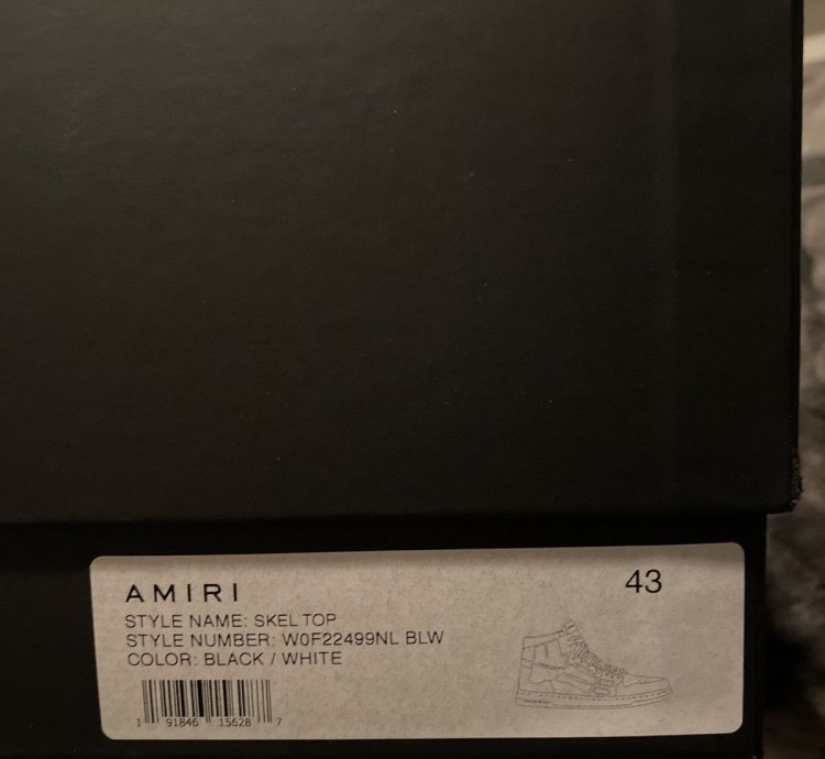 Amiri Skel Top Hi Sneaker Never Worn With Box Size 10