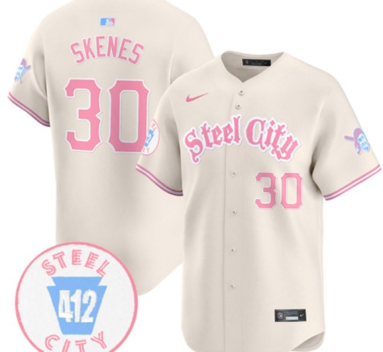Paul Skenes Jersey 30 Pittsburgh Pirates Bubblegum Pink Vapor Premier Limited Stitched Cream
