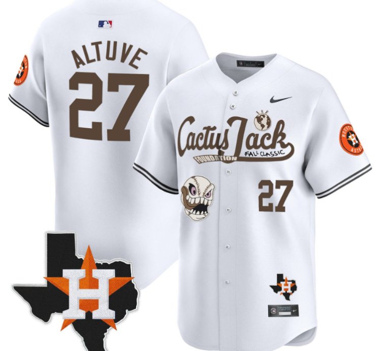 Jose Altuve 27 Houston Astros Cactus Jack Foundation Fall Classic Limited Jersey White