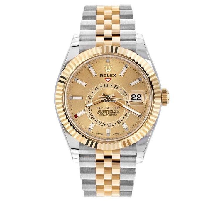 Rolex Sky-dweller 336933 18k Yellow Gold Stainless Steel Champagne Dial 42 Mm