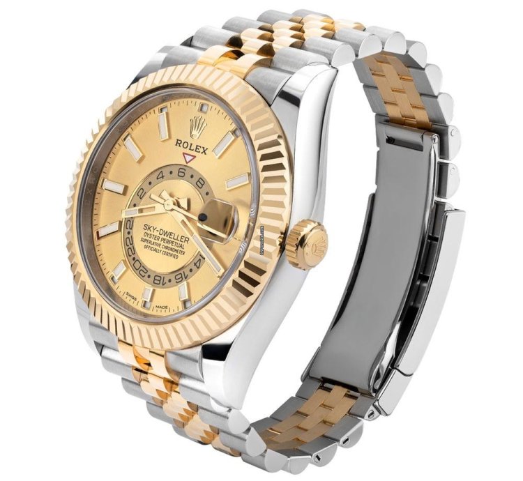 Rolex Sky-dweller 336933 18k Yellow Gold Stainless Steel Champagne Dial 42 Mm