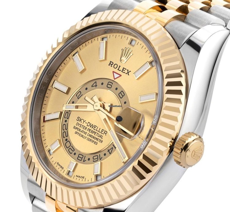 Rolex Sky-dweller 336933 18k Yellow Gold Stainless Steel Champagne Dial 42 Mm