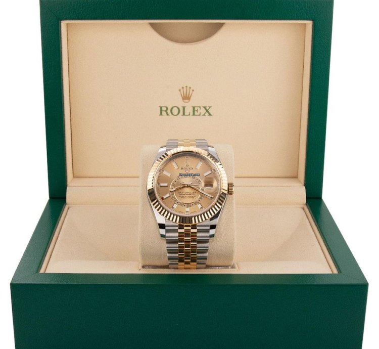Rolex Sky-dweller 336933 18k Yellow Gold Stainless Steel Champagne Dial 42 Mm