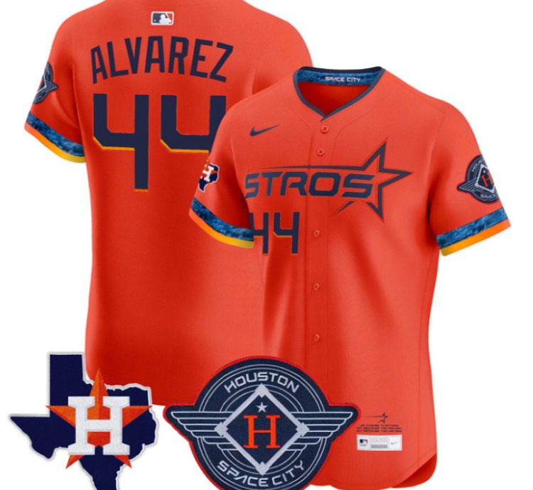 Yordan Álvarez Jersey 44 Houston Astros 2025 City Connect Texas Patch Premier Elite Stitched Orange