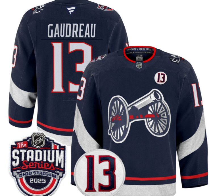 Men Johnny Gaudreau Jersey 13 Columbus Blue Jackets 2025 Stadium Series Navy