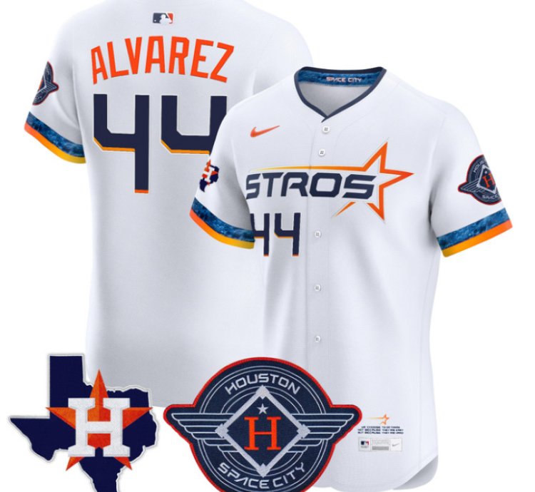 Yordan Álvarez Jersey 44 Houston Astros 2025 City Connect Texas Patch Premier Elite Stitched White