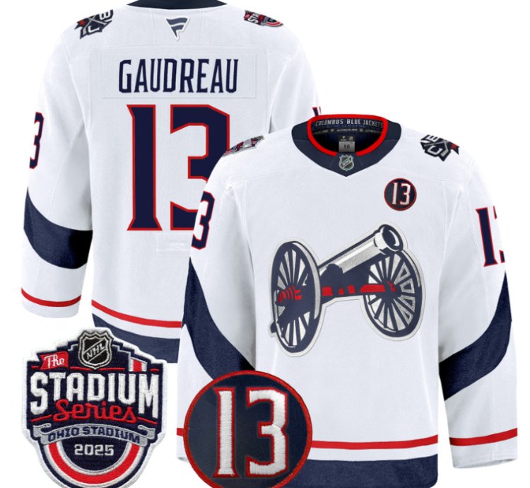 Men Johnny Gaudreau Jersey 13 Columbus Blue Jackets 2025 Stadium Series White
