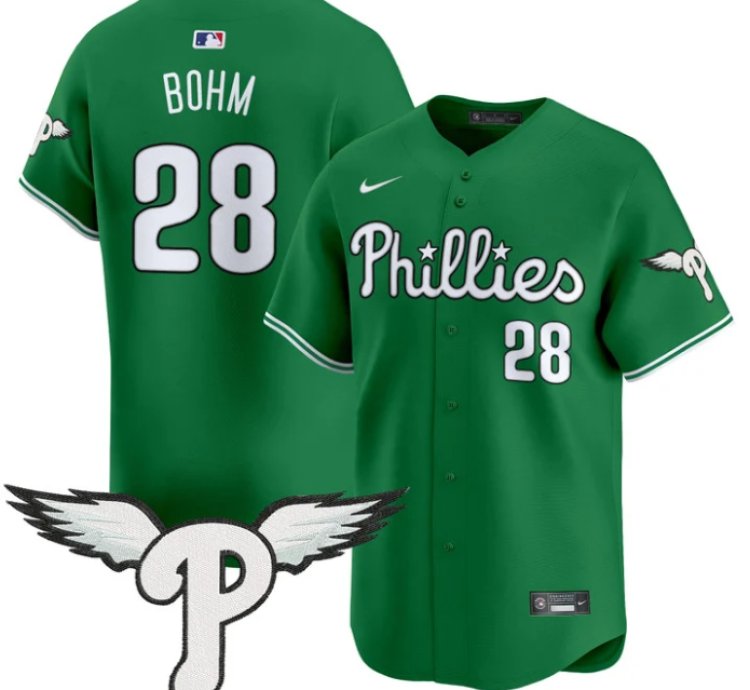 Alec Bohm Jersey 28 Philadelphia Phillies 2025 Vapor Premier Limited Stitched Kelly Green