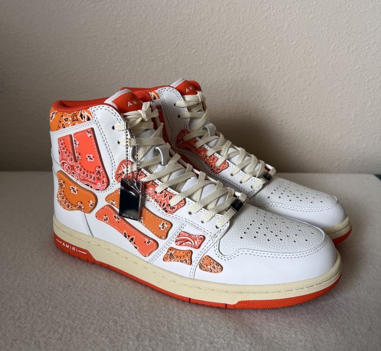 Amiri Skel Top High In Orange Paisley Bandana
