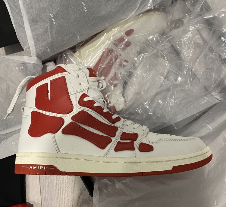 Amiri Skel Top High White Red Size 12 45 Eu