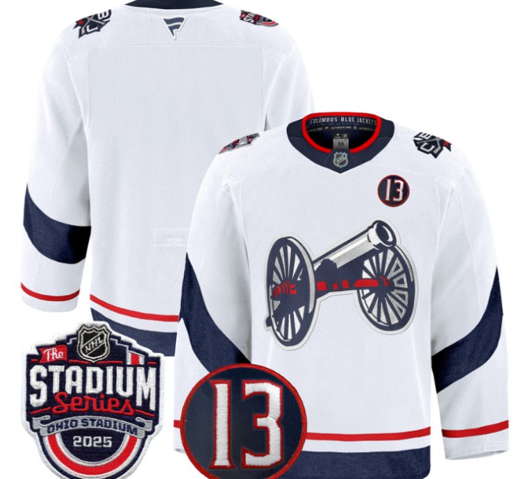 Men Team Jersey Columbus Blue Jackets 2025 Stadium Series 13 Johnny Patch White