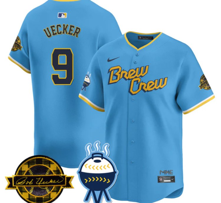 Bob Uecker Jersey 9 Milwaukee Brewers 2025 Limited Bob Uecker Patch Stitched City Connect