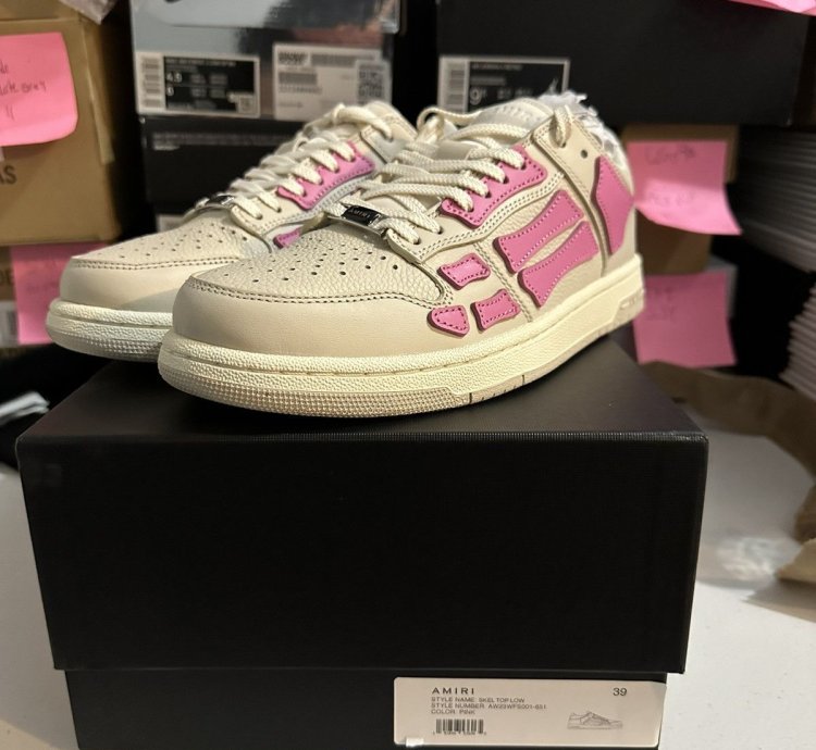 Amiri Skel Top Low Sneakers Beige Pink Size 9