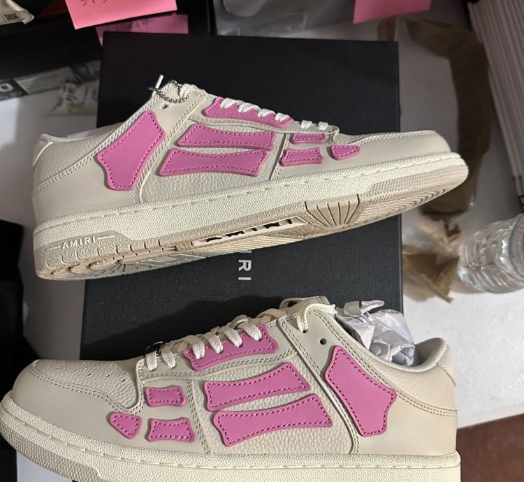 Amiri Skel Top Low Sneakers Beige Pink Size 9