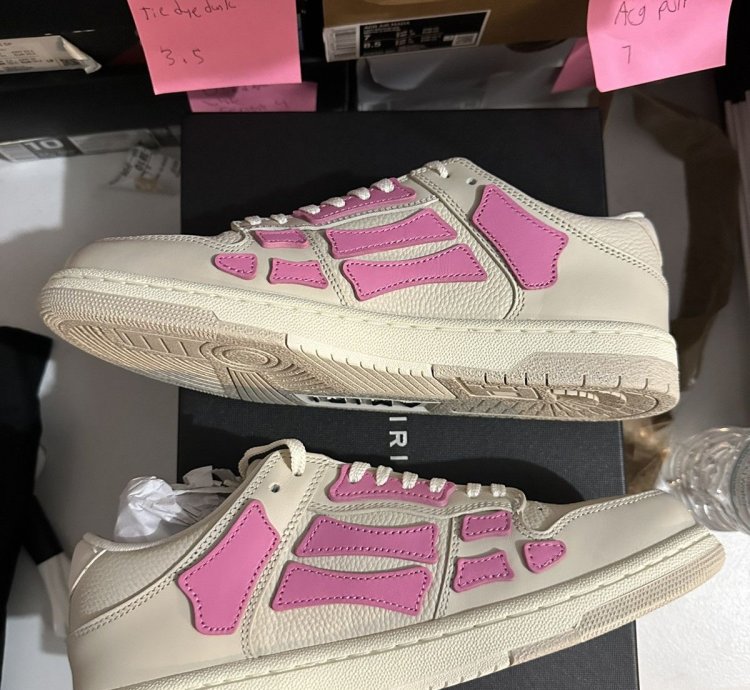 Amiri Skel Top Low Sneakers Beige Pink Size 9