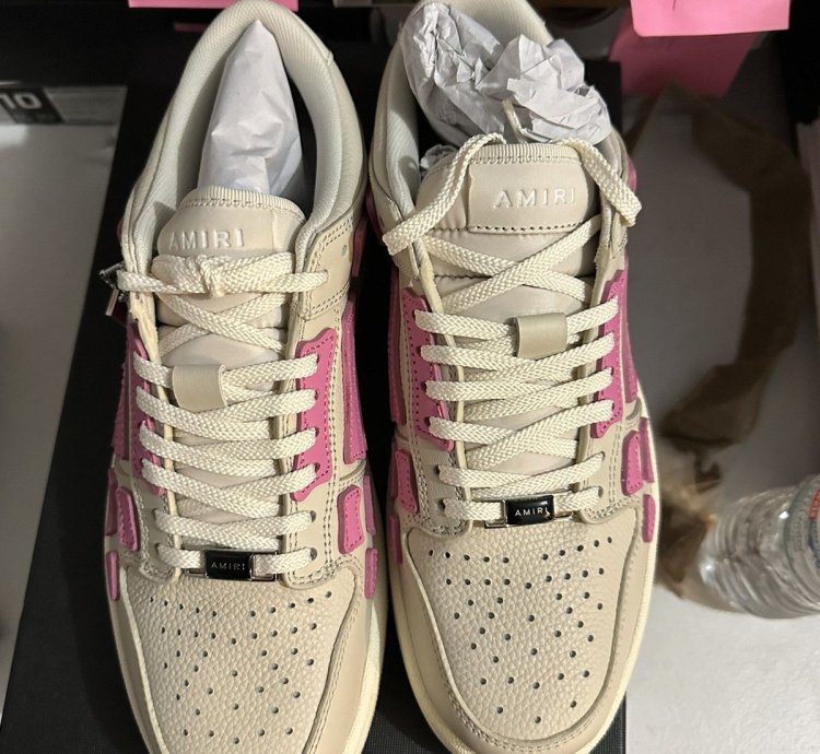 Amiri Skel Top Low Sneakers Beige Pink Size 9