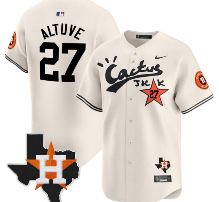 Jose Altuve 27 Houston Astros Cactus Jack Limited Jersey Houston Patch