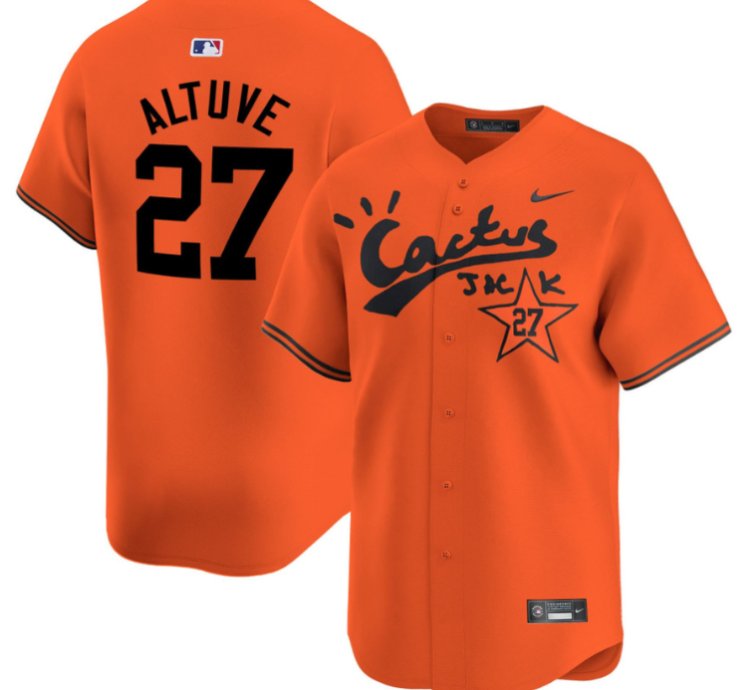 Jose Altuve 27 Houston Astros Cactus Jack Men Jersey - Orange