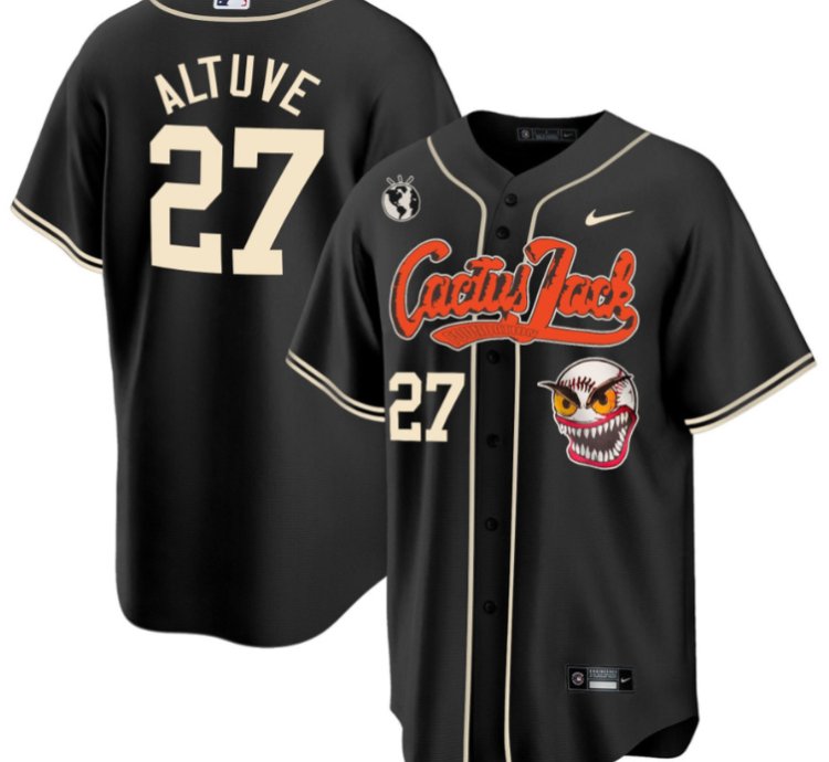 Jose Altuve 27 Houston Astros Cactus Jack Men Jersey Black