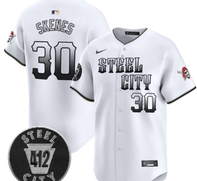 Paul Skenes Jersey 30 Pittsburgh Pirates 412 Patch Vapor Premier Limited V8 Stitched White