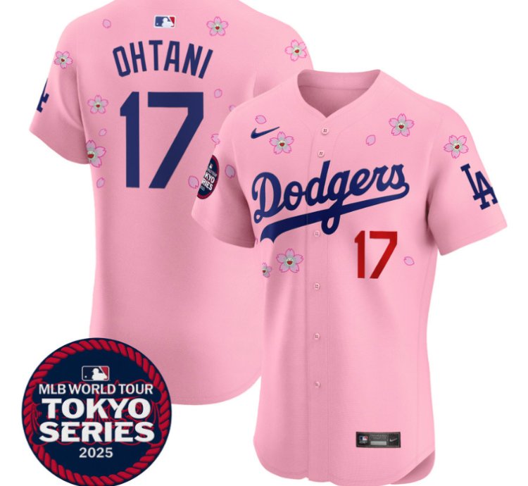 Shohei Ohtani Jersey 17 Dodgers Tokyo Series 2025 Vapor Premier Elite Stitched Cherry Blossom